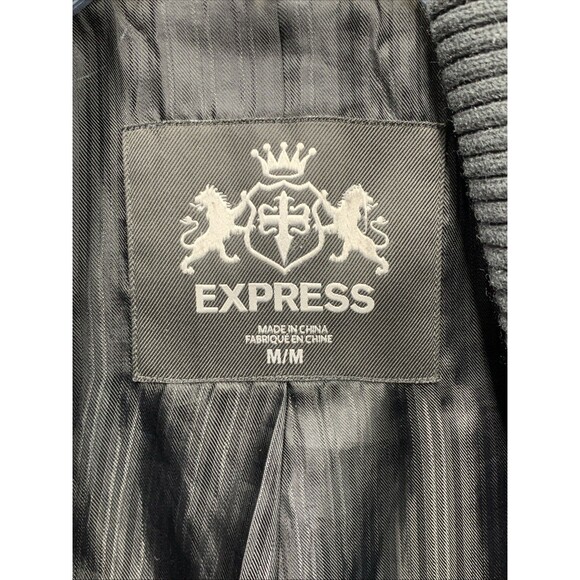 EXPRESS Mens Military Chore Jacket Ribbed Collar Button Accents Dark Gray Medium - Picture 2 of 16